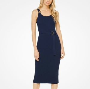 Navy Ribbed Knit Dress